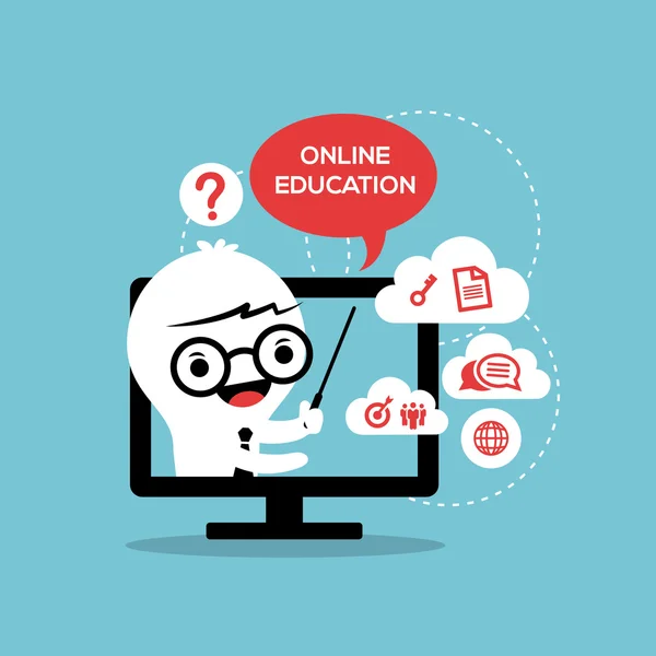 Online eğitim veya e-öğrenme illüstrasyon — Stok Vektör