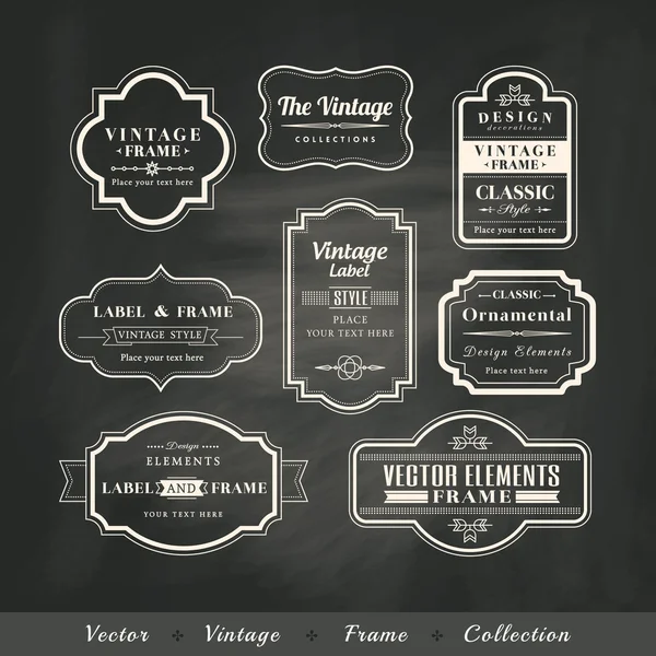 Vetor vintage quadro definido em chalkboard fundo caligráfico elementos de design — Vetor de Stock