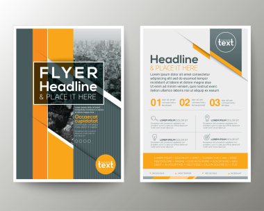 Gri ve turuncu geometrik arka plan afiş broşür ve ilan broşür tasarım düzeni 