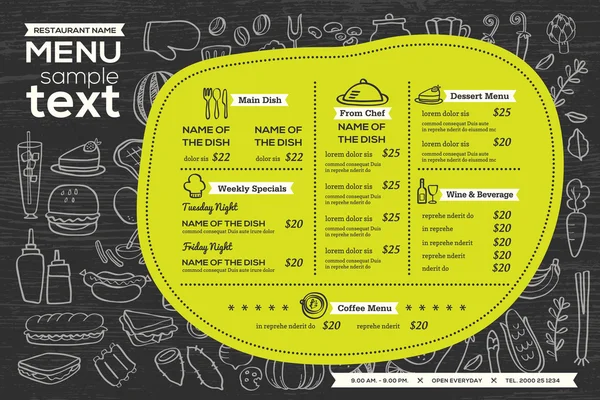 Menu restoran templat desain brosur makanan penempatan latar belakang - Stok Vektor