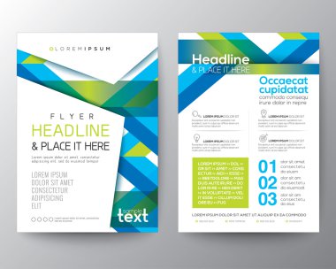 Mavi ve yeşil arka plan afiş broşür ve ilan tasarım düzeni vektör şablonu