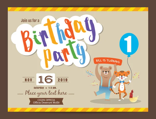 Happy birthday party card design template — Stock Vector