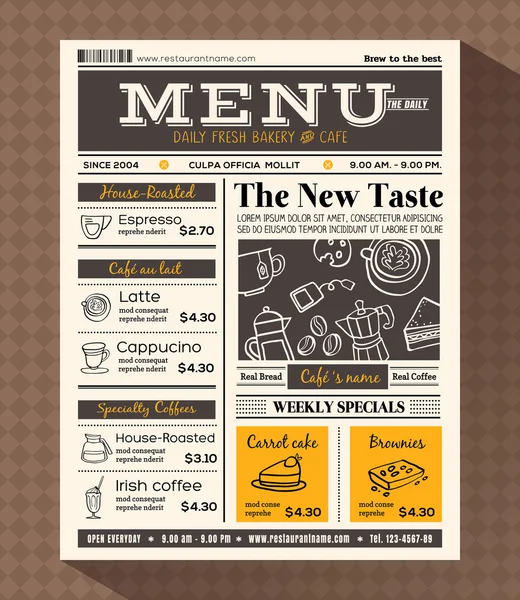 Restaurant café menu ontwerpsjabloon — Stockvector