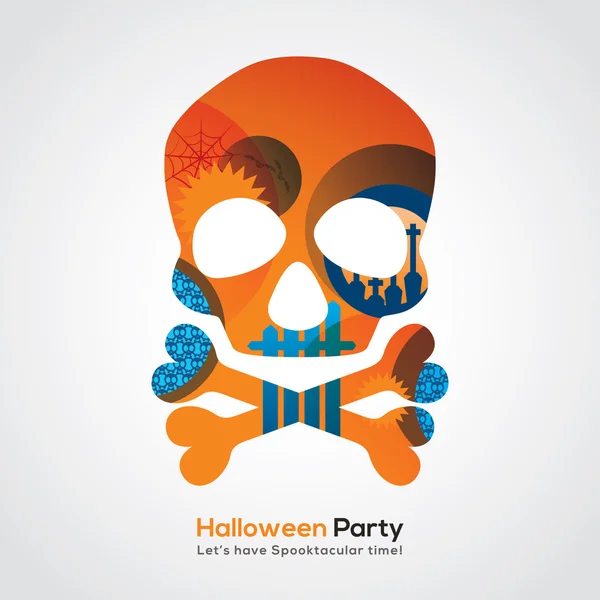 Halloween Party Skull Ilustración para cartel de tarjeta de invitación — Vector de stock