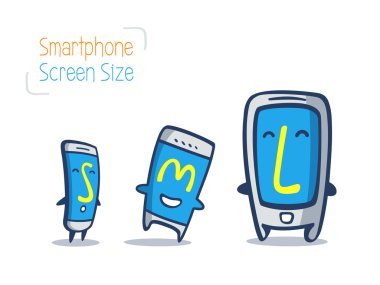 akıllı telefon karikatür boyut karşılaştırma