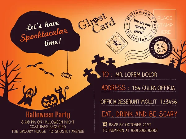 Halloween Party Postcard background — Stock Vector