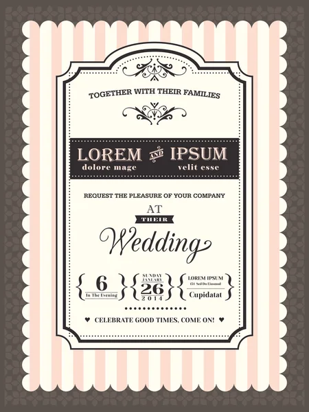 Vintage Wedding invitation border and frame template — Stock Vector