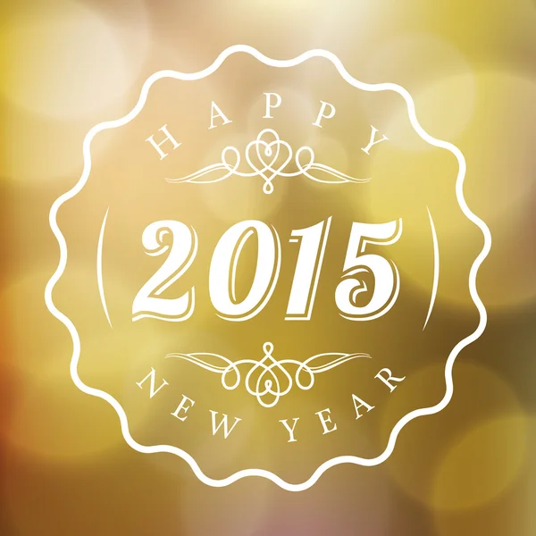 Happy New Year 2015 sign on Abstract blurred lights gold backgro — Stock Vector