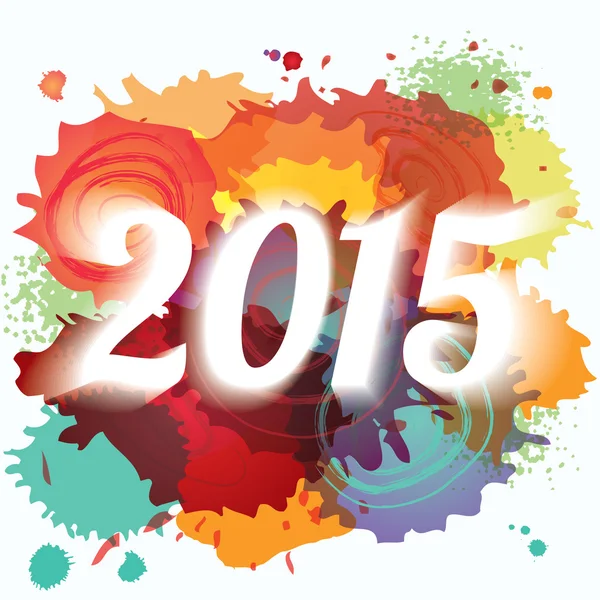 2015 yeni yıl soyut uyarısı renkli arka plan boya — Stok Vektör