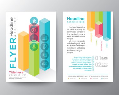 İzometrik şekil tasarım broşür el ilanı düzeni vektör şablonu