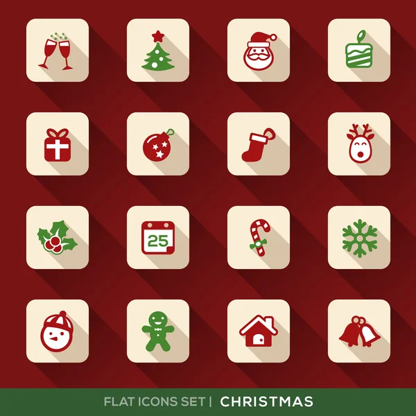 Christmas Flat Icons Set — Stock Vector
