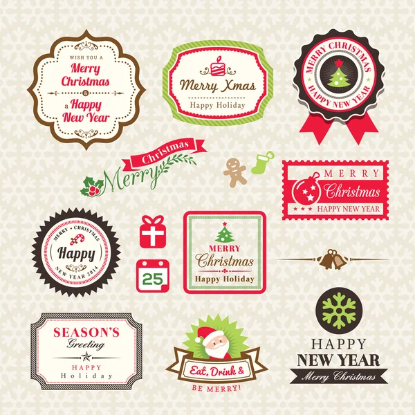 Karácsonyi címkék és keretek design elemek gyűjteménye — Stock Vector