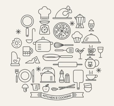 Yemek yiyecek ve mutfak Icons set