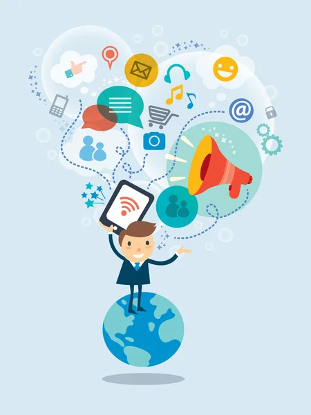 sosyal medya konsept illüstrasyon