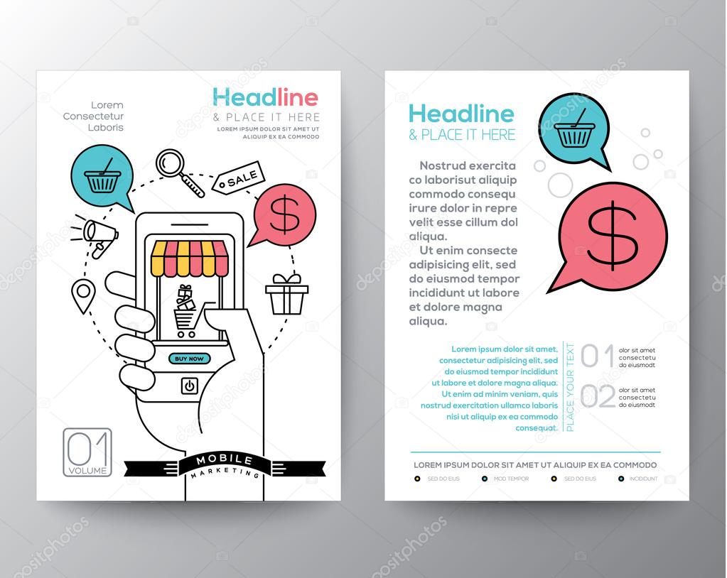 Brochure Flyer design Layout template with digital marketing Regarding Free Online Flyer Design Template