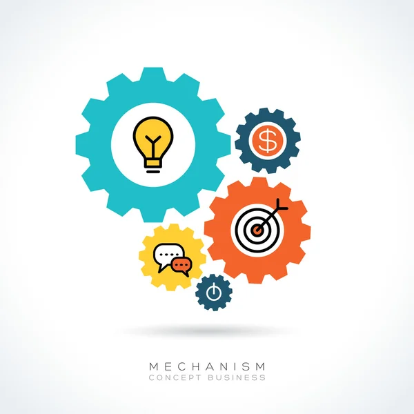 Mechanism Business concept gear icons illustration — Stock Vector