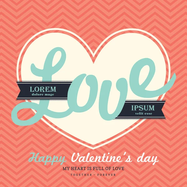 Valentine' s Day Invitation card template with LOVE word — Stock Vector