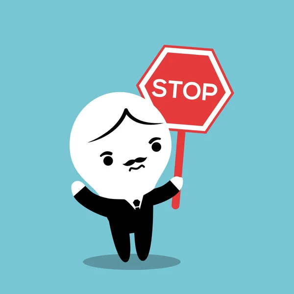 Homem com um sinal de stop — Vetor de Stock