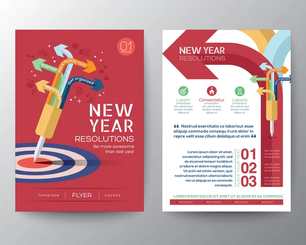 Brochure Flyer design Layout vector template iwith New Year Reso — Stock Vector