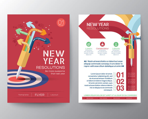 Brochure Flyer design Layout vector template iwith New Year Reso