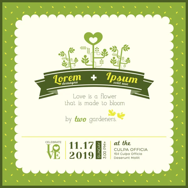 Plantilla de tarjeta de invitación de boda — Vector de stock