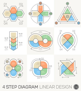 Doğrusal çizgi grafik tasarım öğeleri ve Infographic şablon c için