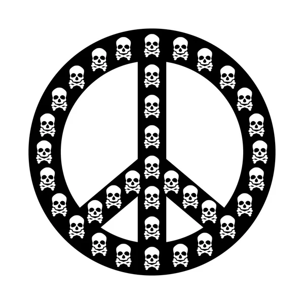 和平标志矢量分离与白色骷髅 — 图库矢量图片