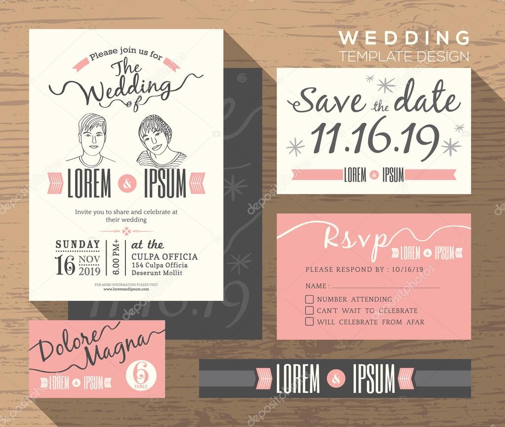 Modern wedding invitation set design Template