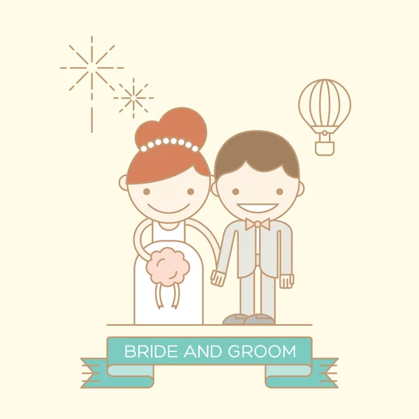 Novio y novia ilustración de dibujos animados — Vector de stock