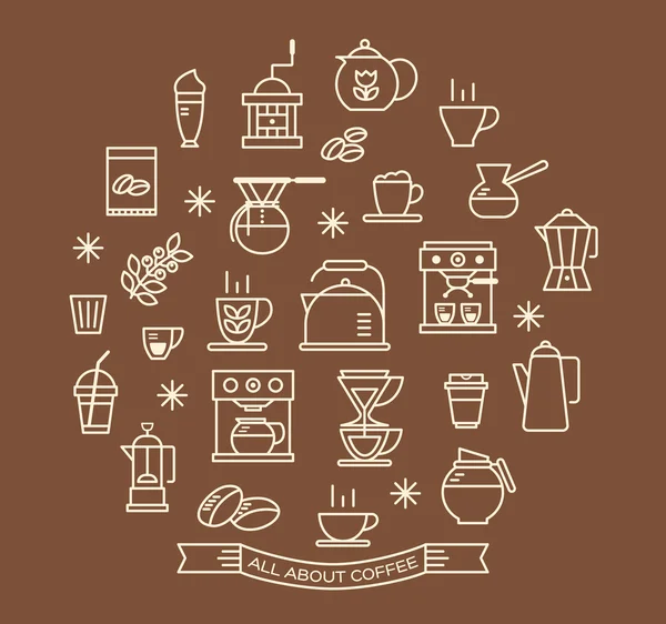 Kaffe disposition ikoner set — Stock vektor
