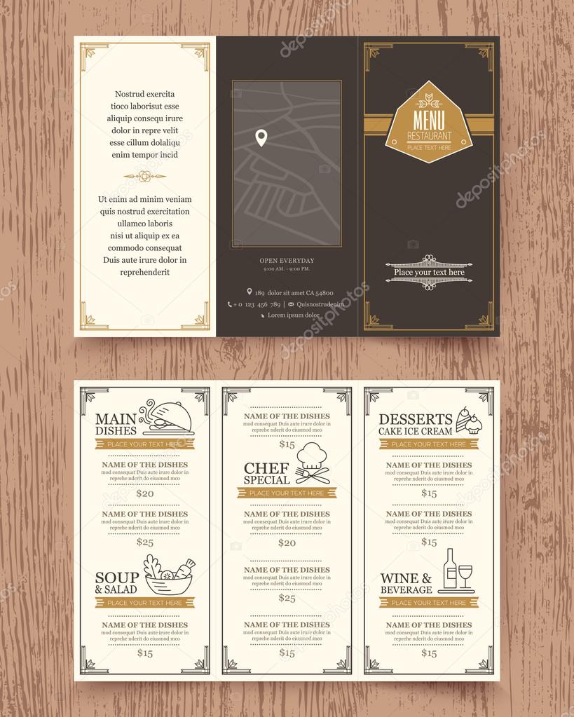 Vintage Restaurant menu design pamphlet template