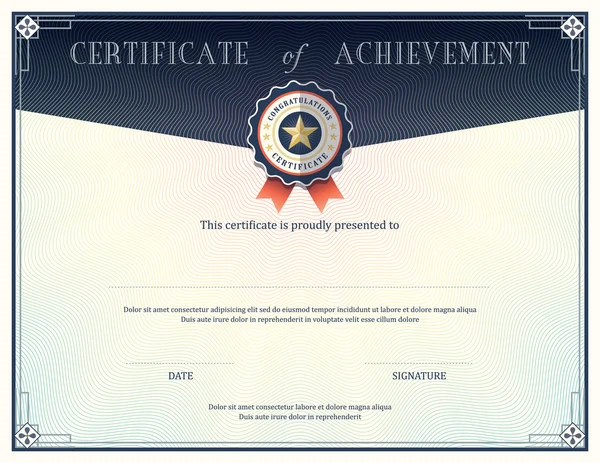 Certificate of achievement design template — Stockový vektor