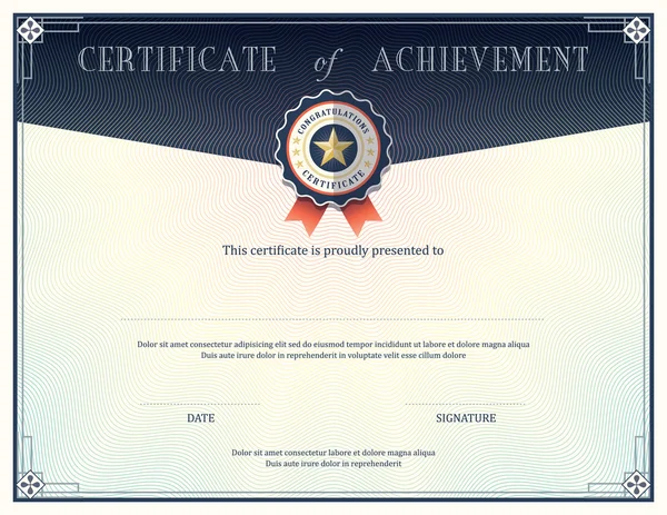 Certificate of achievement design template Stock Illustration