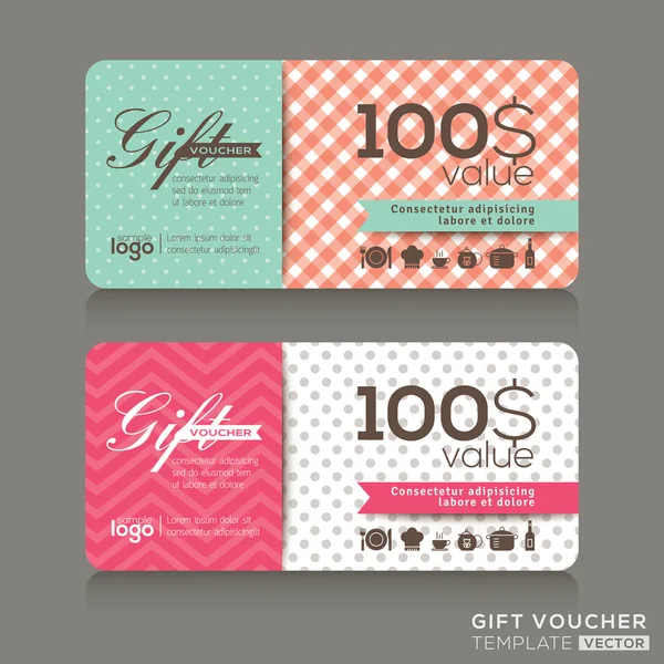 Cute gift voucher certificate coupon design template — Stock Vector