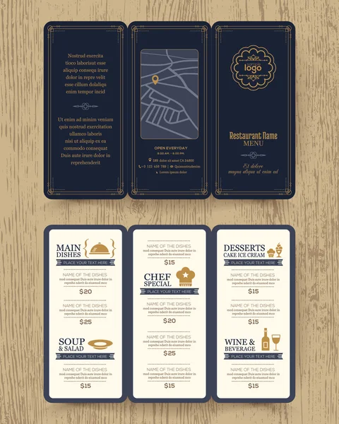 Plantilla de folleto de diseño de menú de restaurante vintage — Vector de stock