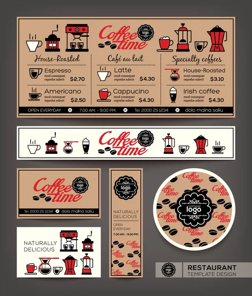 咖啡厅咖啡厅设置菜单设计模板 — 图库矢量图片