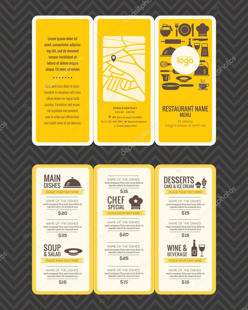 Modern Restaurant menu design pamphlet template
