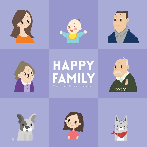 Большая счастливая семейная иллюстрация — стоковый вектор