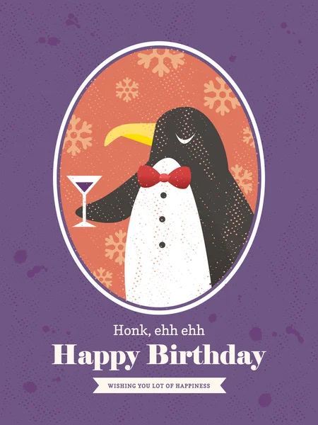 Дизайн картки на день народження пінгвіна — стоковий вектор