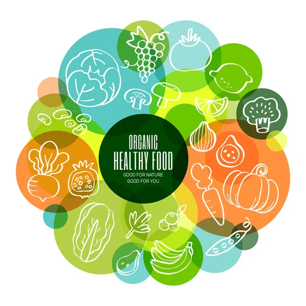 Органические здоровые фрукты и овощи концептуальная иллюстрация Лицензионные Стоковые Иллюстрации