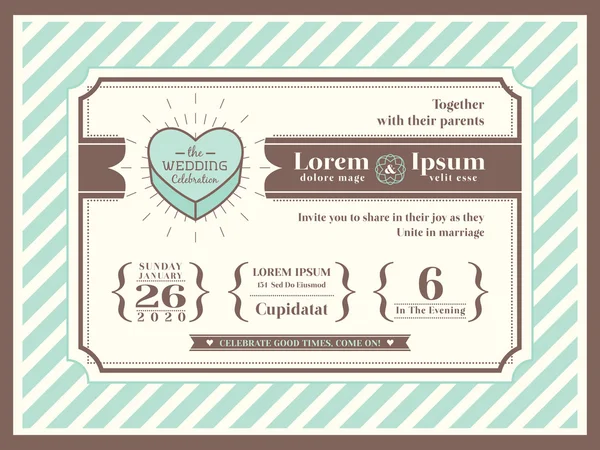 Plantilla de tarjeta de invitación de boda — Vector de stock