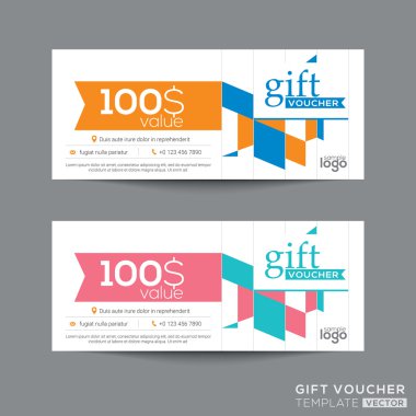 hediye çeki kupon şablon renkli quadrangle desenli