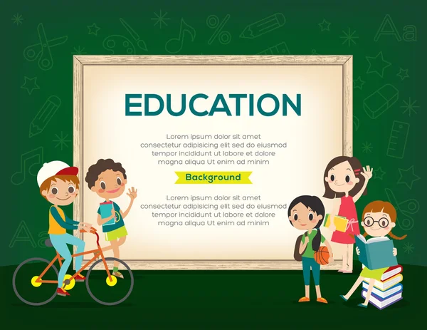 Ευτυχισμένη ομάδα του προτύπου φόντο εκπαίδευση τα παιδιά — Διανυσματικό Αρχείο