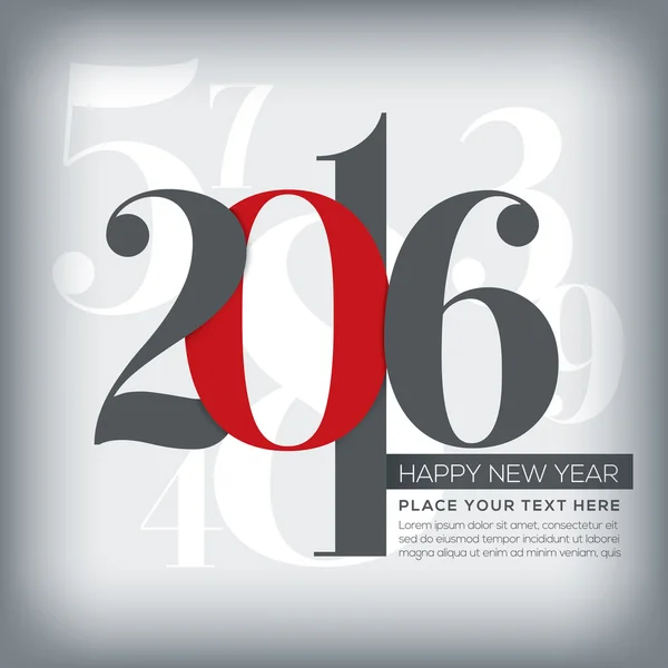 2016 feliz año nuevo saludo con números de fondo — Vector de stock
