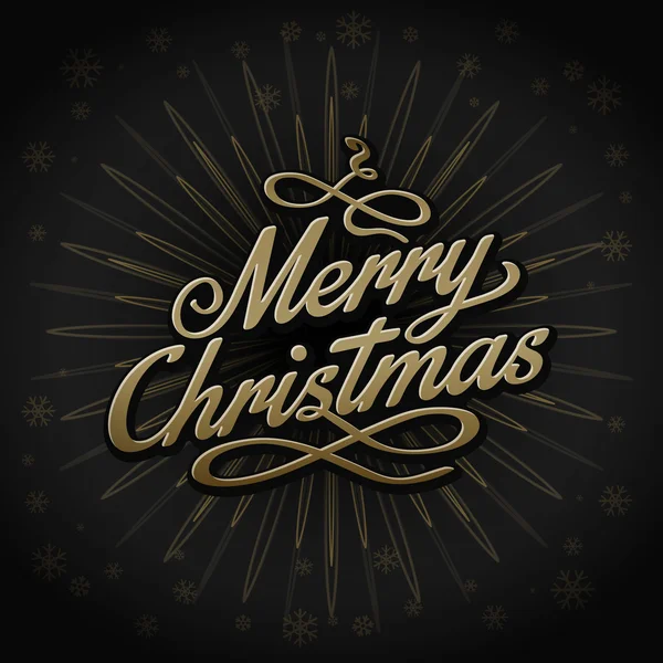 Gold retro christmas sign design on black background — Stock Vector