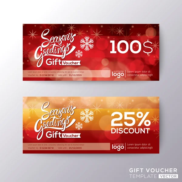 Stagione auguri regalo regalo certificato voucher coupon modello di carta — Vettoriale Stock