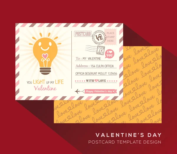 Tarjeta postal de San Valentín Diseño de invitación Plantilla Vector — Vector de stock