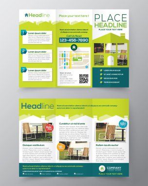 Real Estate Brochure Flyer design vector template in A4 size Tri fold clipart