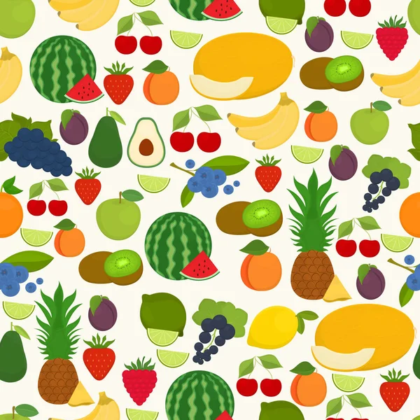 Seamless Vector Pattern Fruits Light Background — Stock Vector