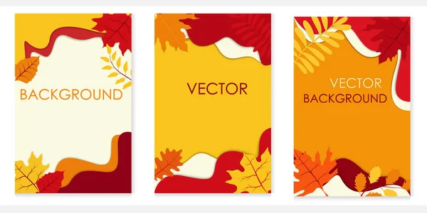 Vektorhintergründe Für Das Herbstthema Mit Blättern Und Platz Für Text — Stockvektor